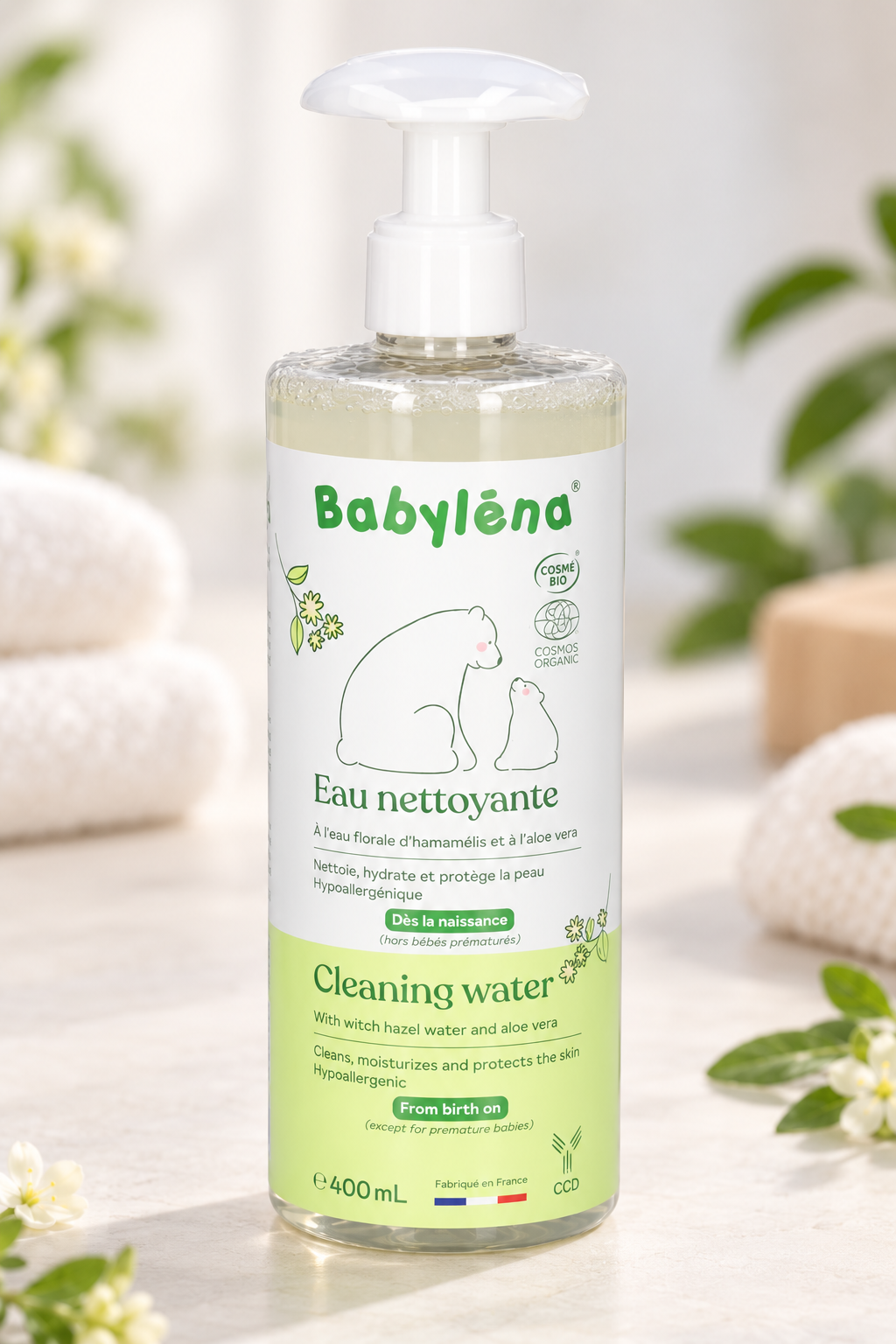 Babyléna Eau Nettoyante Bébé Bio 400ml