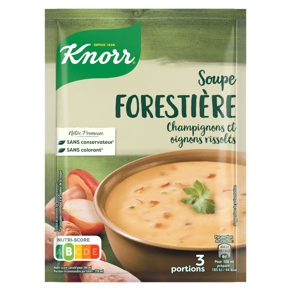 KNORR – Soupe Forestière Champignons & Oignons (3 portions) – 85 g