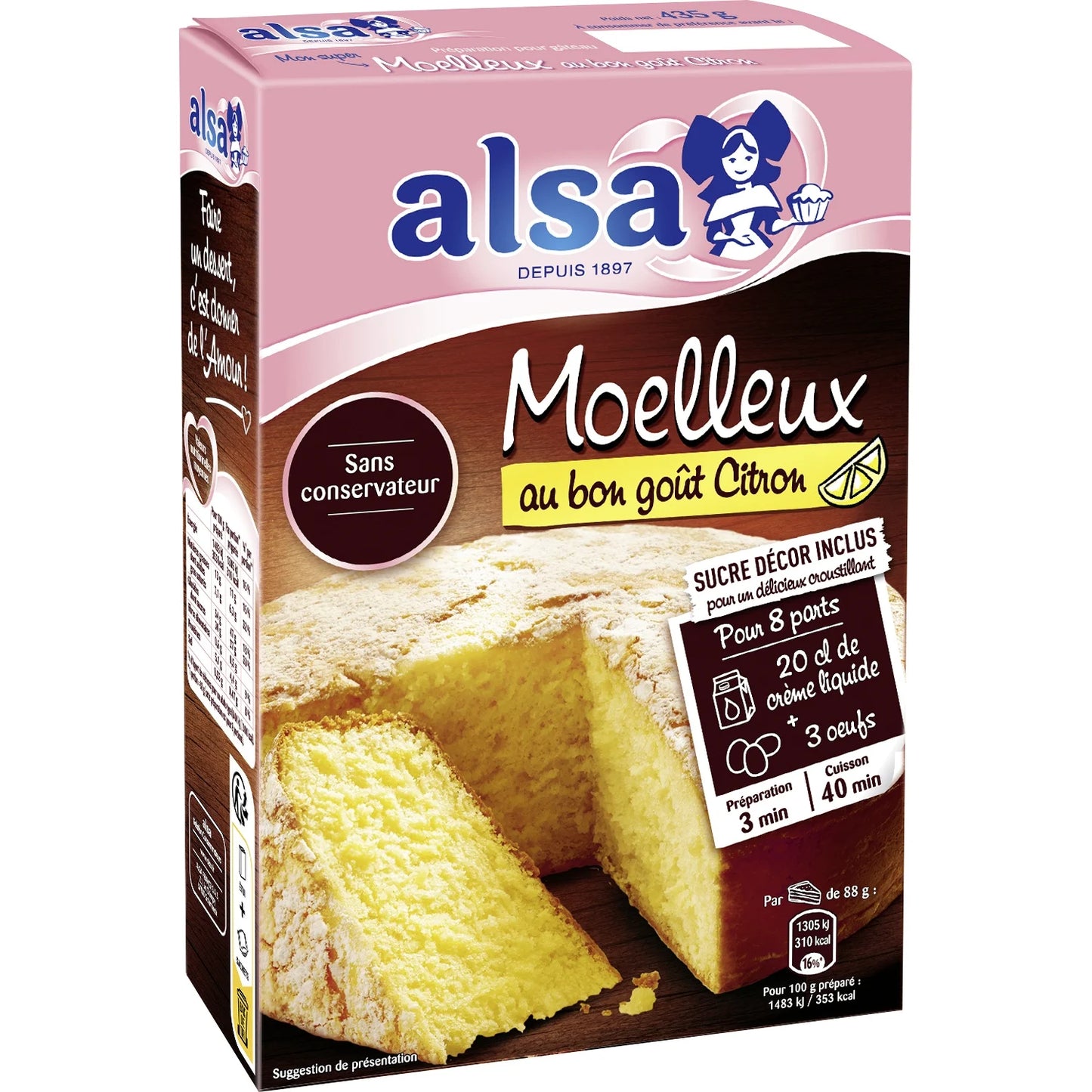 Alsa – Préparation Gâteau Moelleux au Citron (435 g)