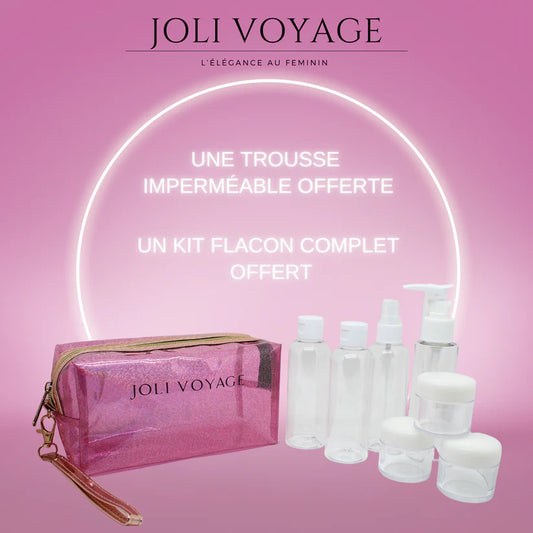 Joli Voyage – Trousse de Toilette Rose Poudré (Kit Voyage Inclus)