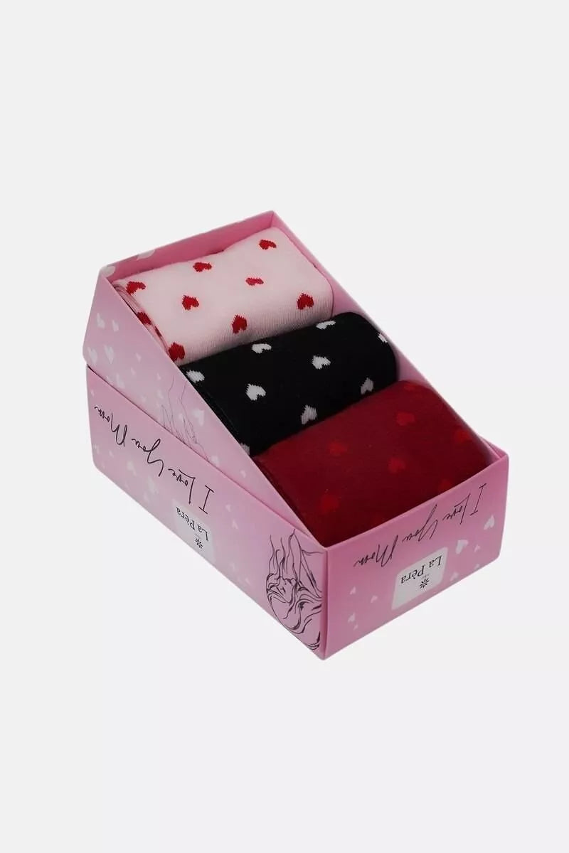 Coffret Cadeau Chaussettes Femme – 3 Paires Cœurs