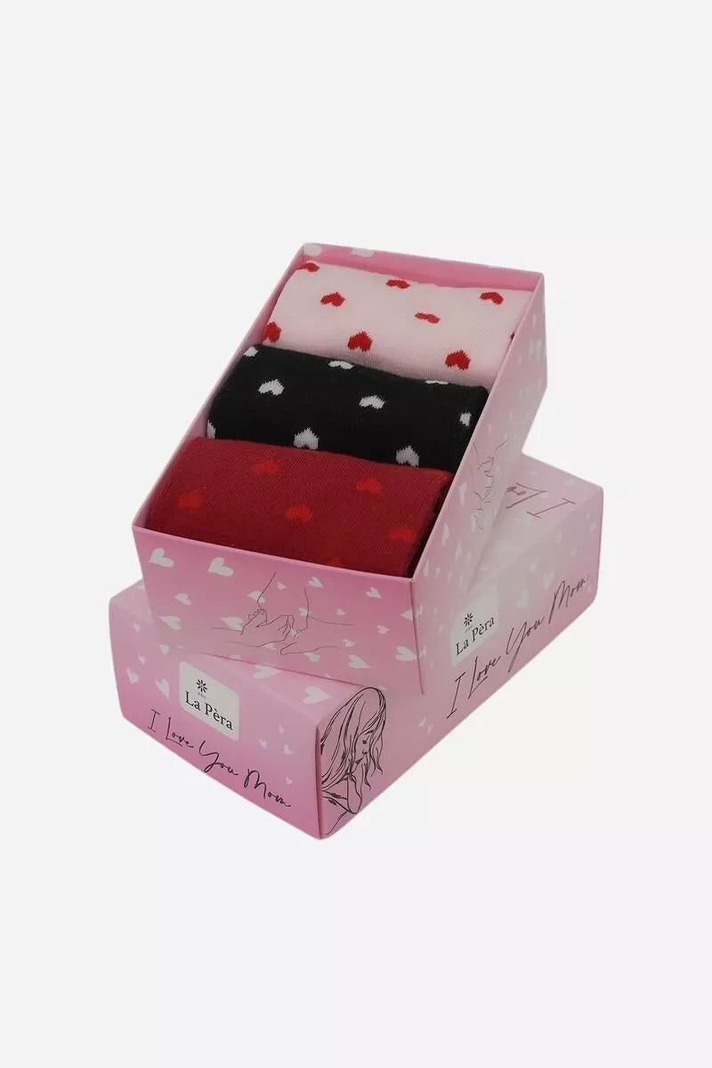 Coffret Cadeau Chaussettes Femme – 3 Paires Cœurs