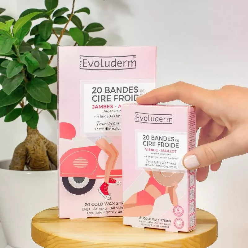 20 Bandes Dépilatoires de Cire Froide - Visage & Maillot Evoluderm