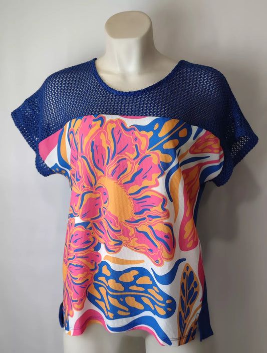 T-shirt Femme – Modèle OnS, Tissu Maille et Imprimé Coloré