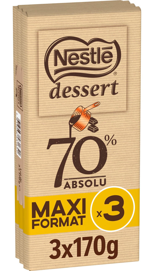 Nestlé Dessert – Chocolat Noir Absolu 70% à Pâtisser (510 g)