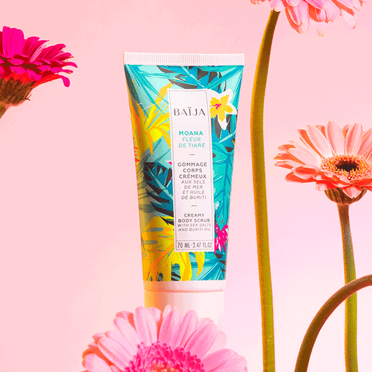 Gommage corps Baïja Moana – fleur de tiaré (70 ml)