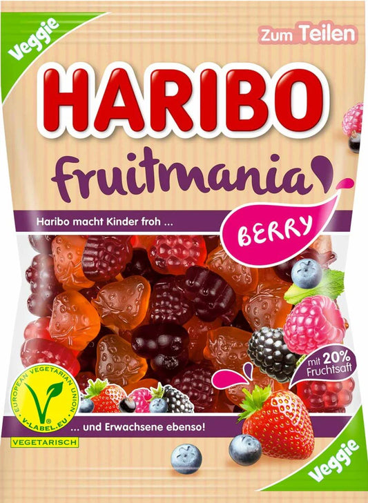 Haribo Fruitmania Berry – Gommes végétariennes aux fruits (160 g)