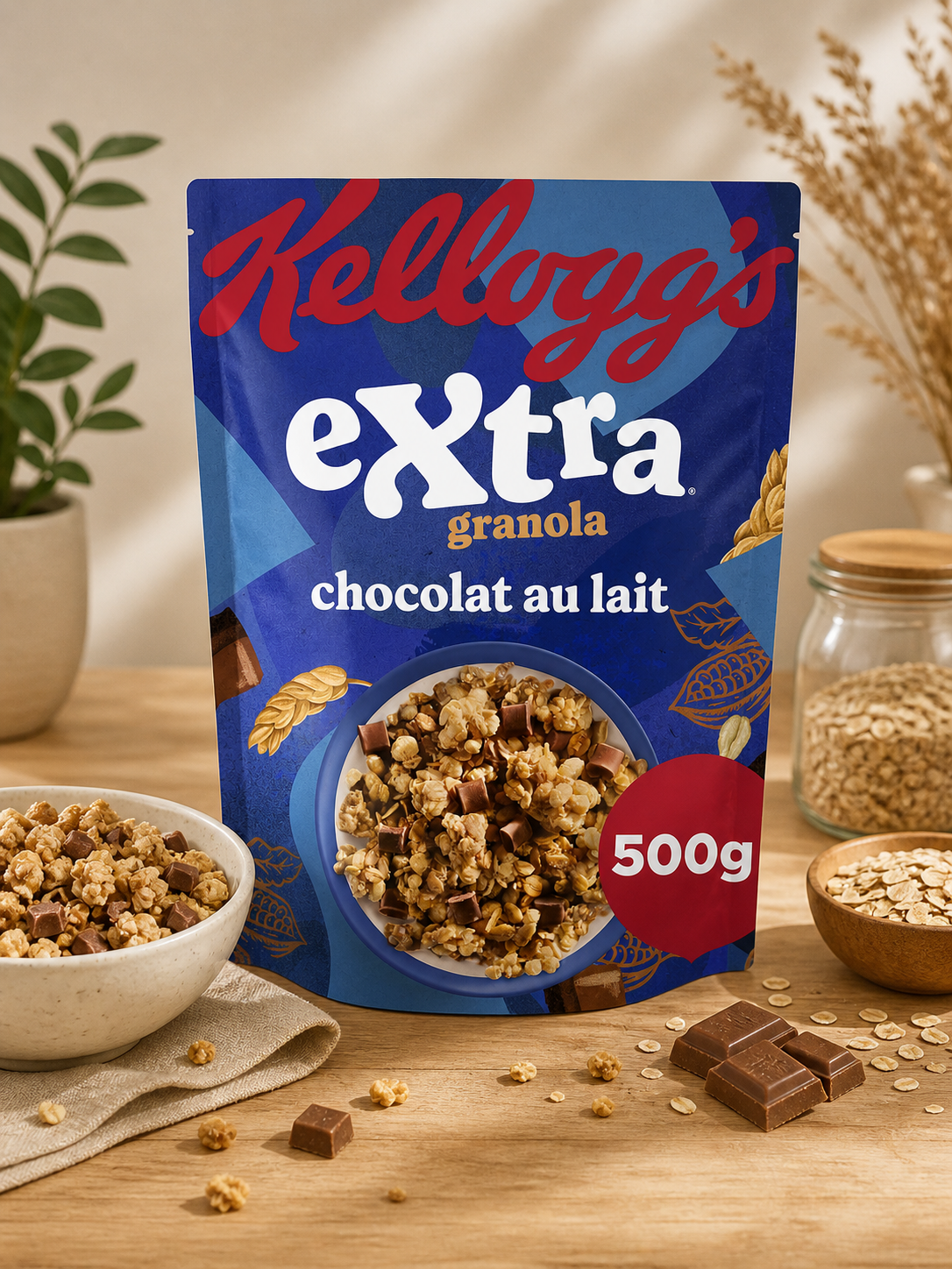 Kellogg's Extra granola chocolat au lait 500g céréales petit-déjeuner