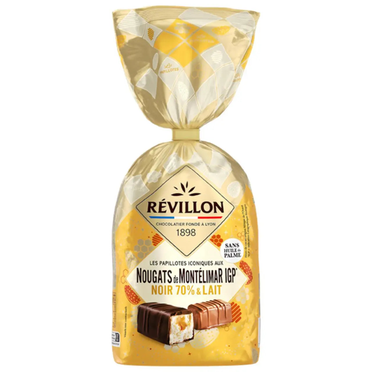 Sachet Nougats de Montélimar IGP Révillon – Noir 70% & Lait – 370 g