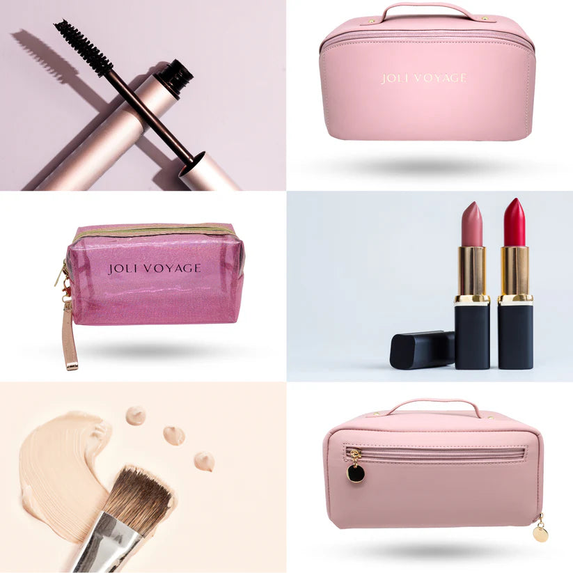 Joli Voyage – Trousse de Toilette Rose Poudré (Kit Voyage Inclus)