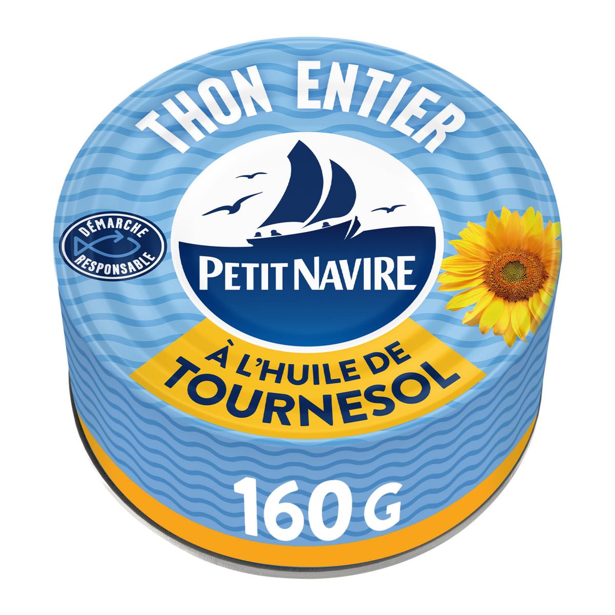 Thon Entier Petit Navire – Huile de Tournesol 160g