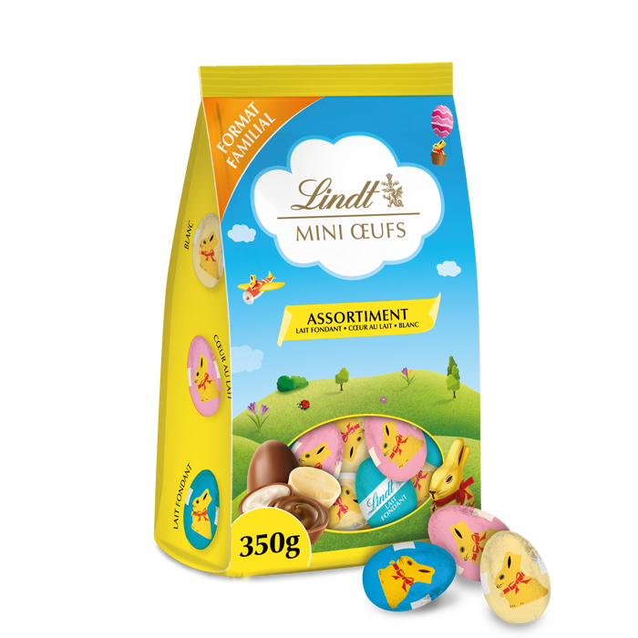 Lindt – Mini Œufs Assortis Lait & Blanc (350 g)