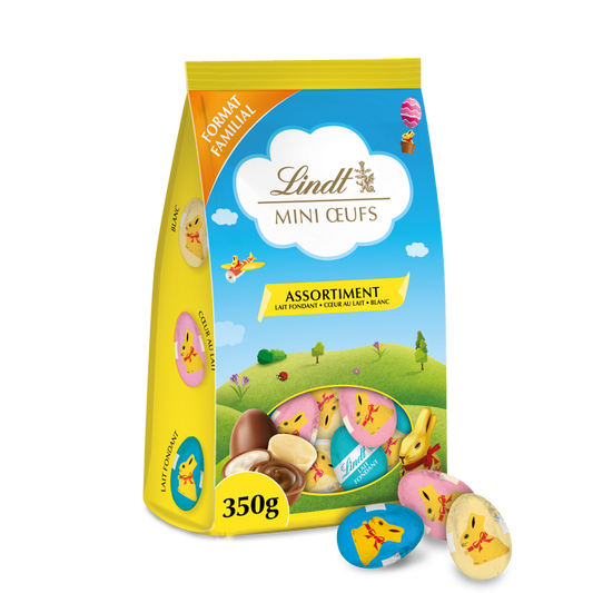 Lindt – Mini Œufs Assortis Lait & Blanc (350 g)