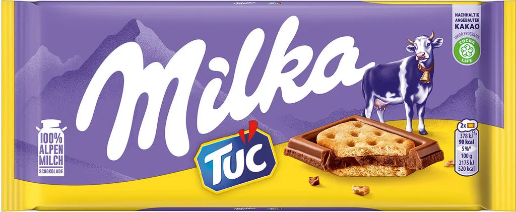 Tablette Milka Tuc – Chocolat au lait alpin et crackers salés 87 g