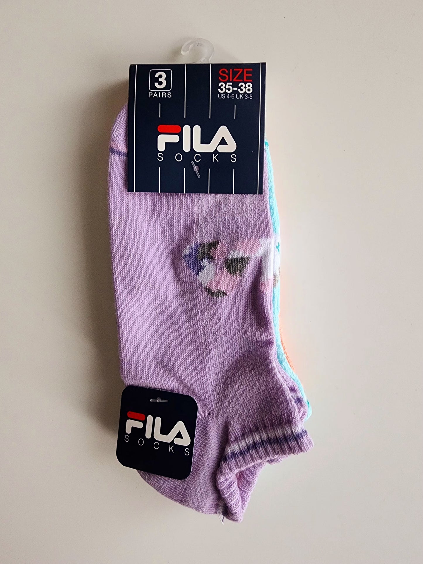 FILA – Lot de 3 Paires de Chaussettes Courtes Colorées (Taille 35-38)