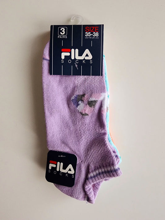 FILA – Lot de 3 Paires de Chaussettes Courtes Colorées (Taille 35-38)