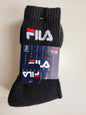 FILA – Lot de 3 Paires de Chaussettes Épaisses Noires (Taille 35-38)