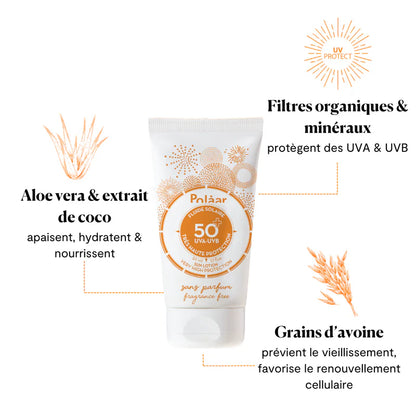 Polaar - Fluide Solaire Visage SPF50+ - Protection Haute, Fini Invisible