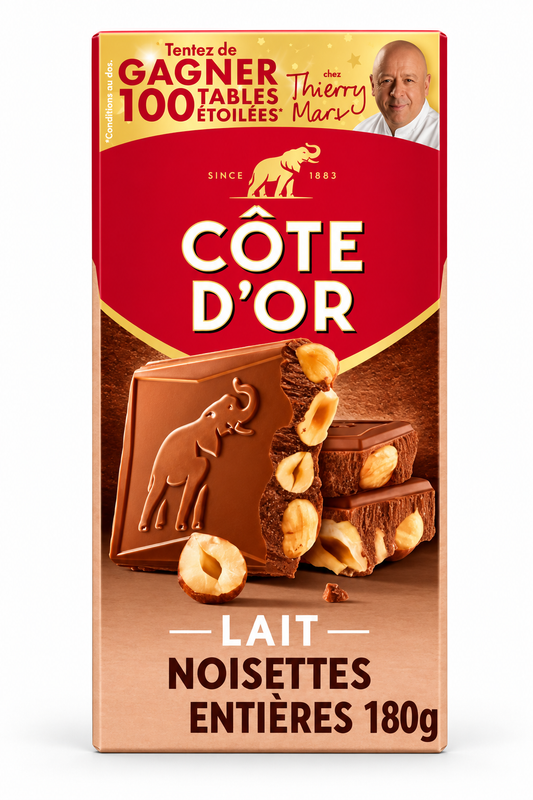 Côte d’Or Chocolat au Lait Noisettes Entières 180 g