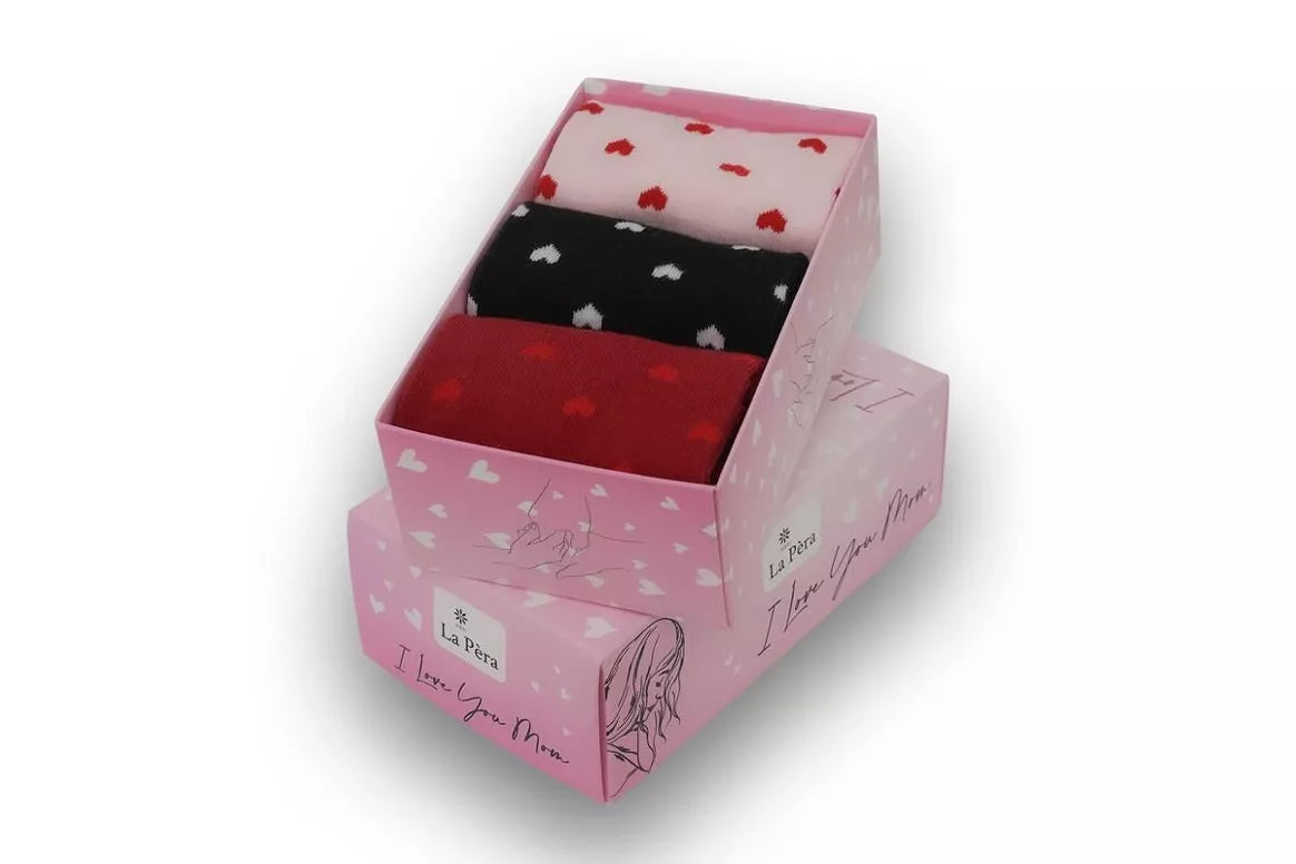 Coffret Cadeau Chaussettes Femme – 3 Paires Cœurs
