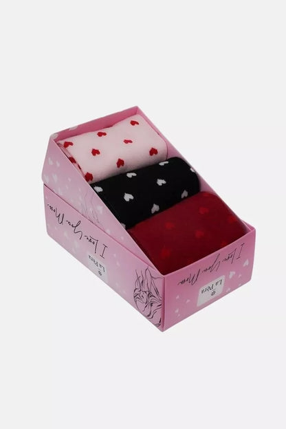 Coffret Cadeau Chaussettes Femme – 3 Paires Cœurs