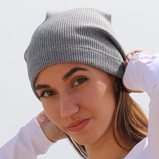 Bonnet côtelé en coton gris