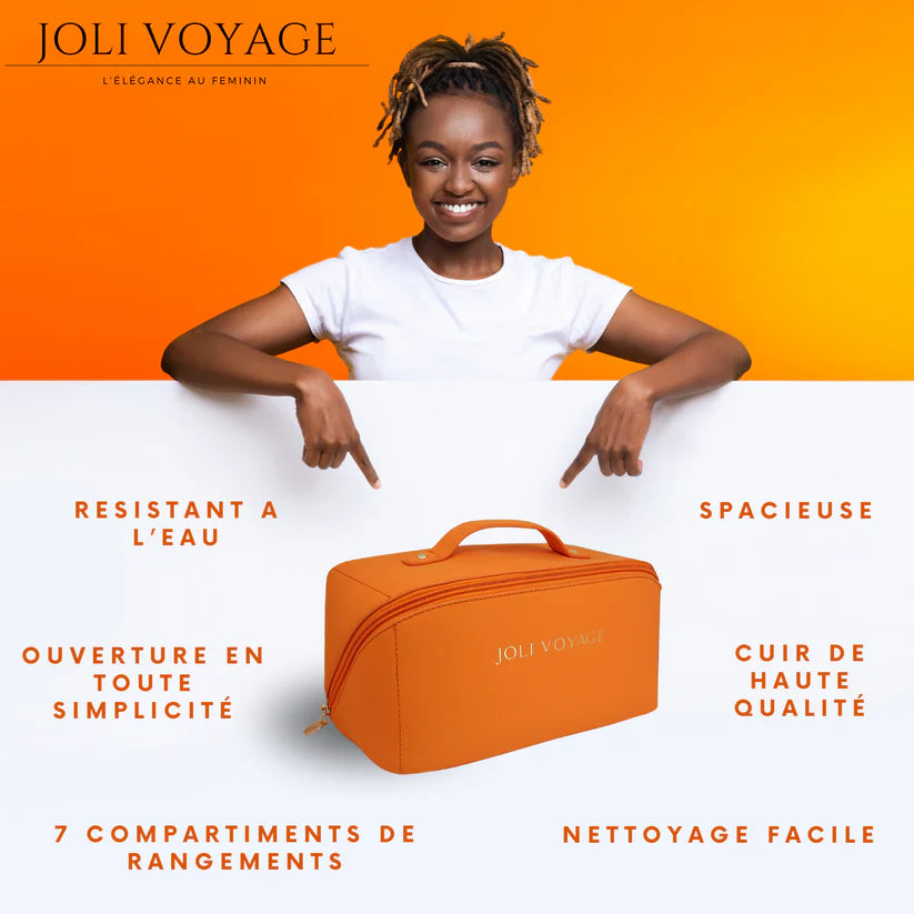 Joli Voyage – Trousse de Toilette Orange (Kit Voyage Inclus)