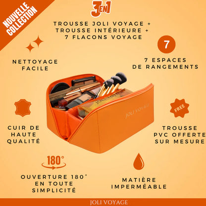 Joli Voyage – Trousse de Toilette Orange (Kit Voyage Inclus)