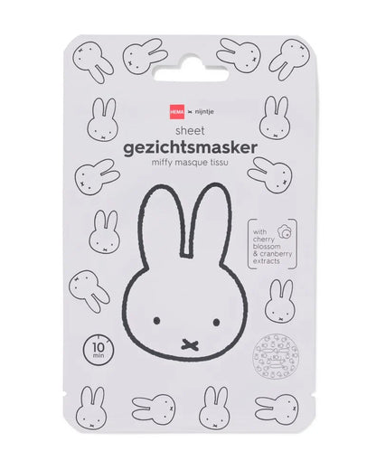Masque Tissu Miffy Vegan – Fleur de Cerisier & Canneberge – Hydratant Éclat