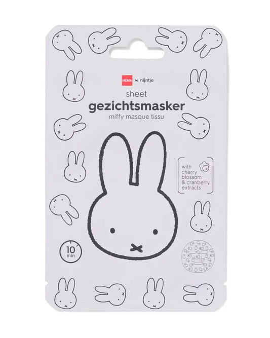 Masque Tissu Miffy Vegan – Fleur de Cerisier & Canneberge – Hydratant Éclat