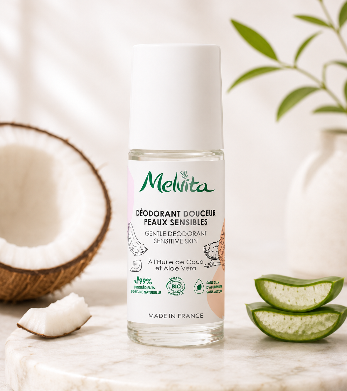 Melvita - Déodorant Douceur Peaux Sensibles Bio Roll-on 50ml