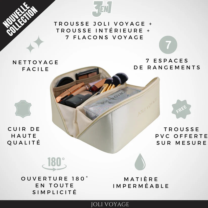 Joli Voyage – Trousse de Toilette Blanc Crème (Kit Voyage Inclus)