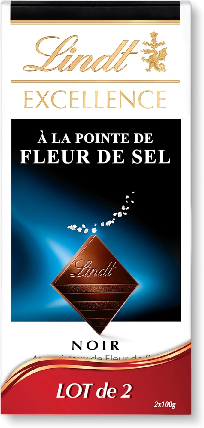 Lot de 2 tablettes Lindt Excellence – Noir Caramel Pointe de Sel