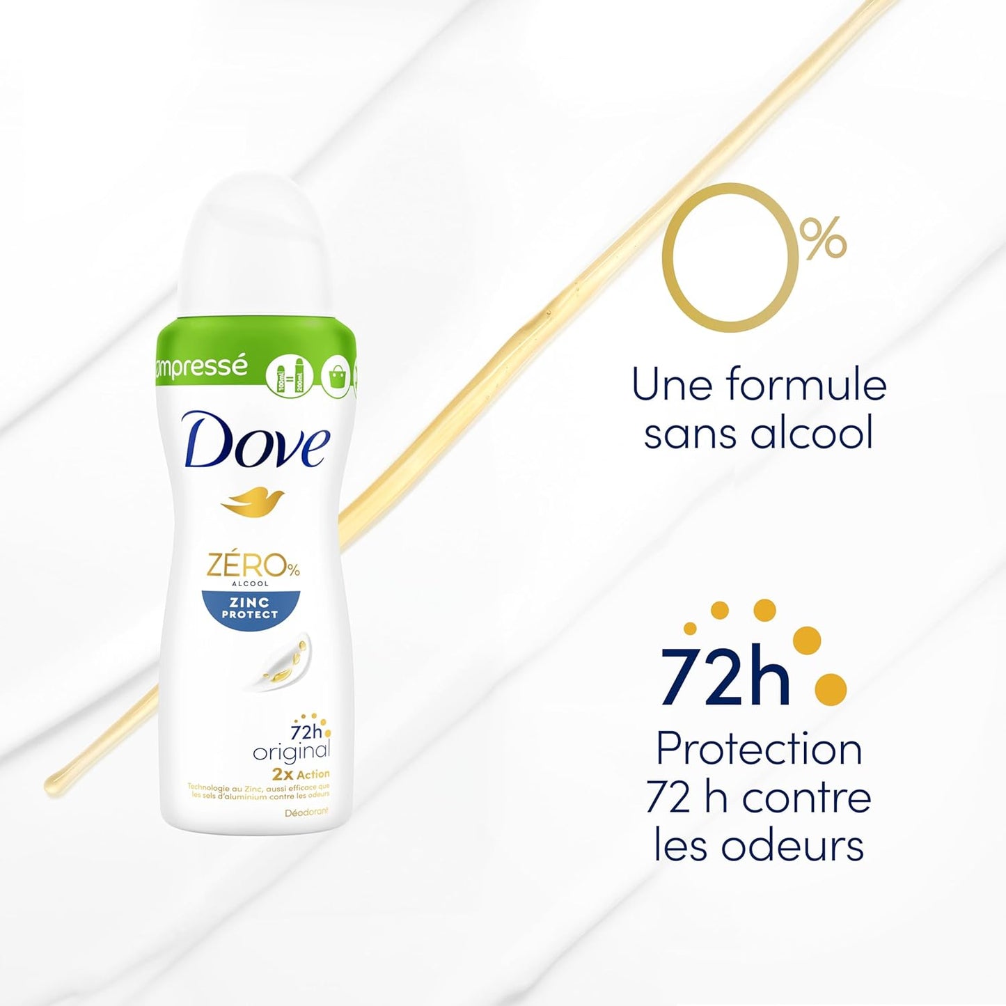 Dove Déodorant Soin Apaisant 0 % Alcool – Compressé – 100 ml