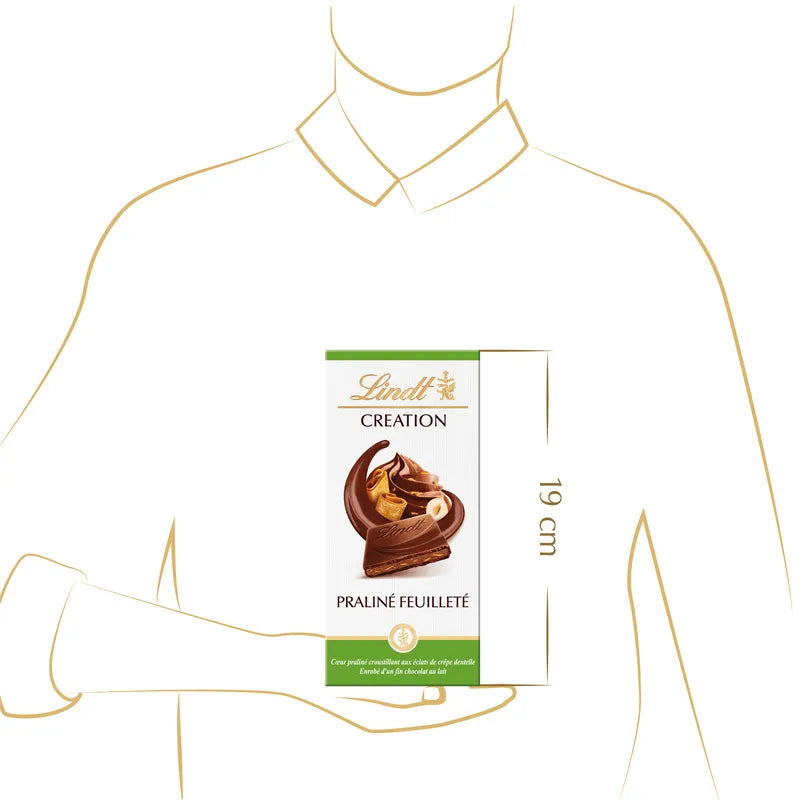 Tablette Lindt Création lait – praliné feuilleté (150 g)