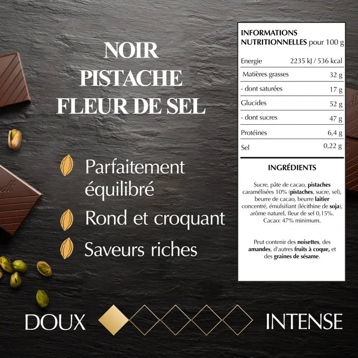 Lindt Excellence Noir Pistache & Pointe de Sel – 100 g