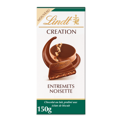 Tablette Lindt Création lait – entremets noisette (150 g)