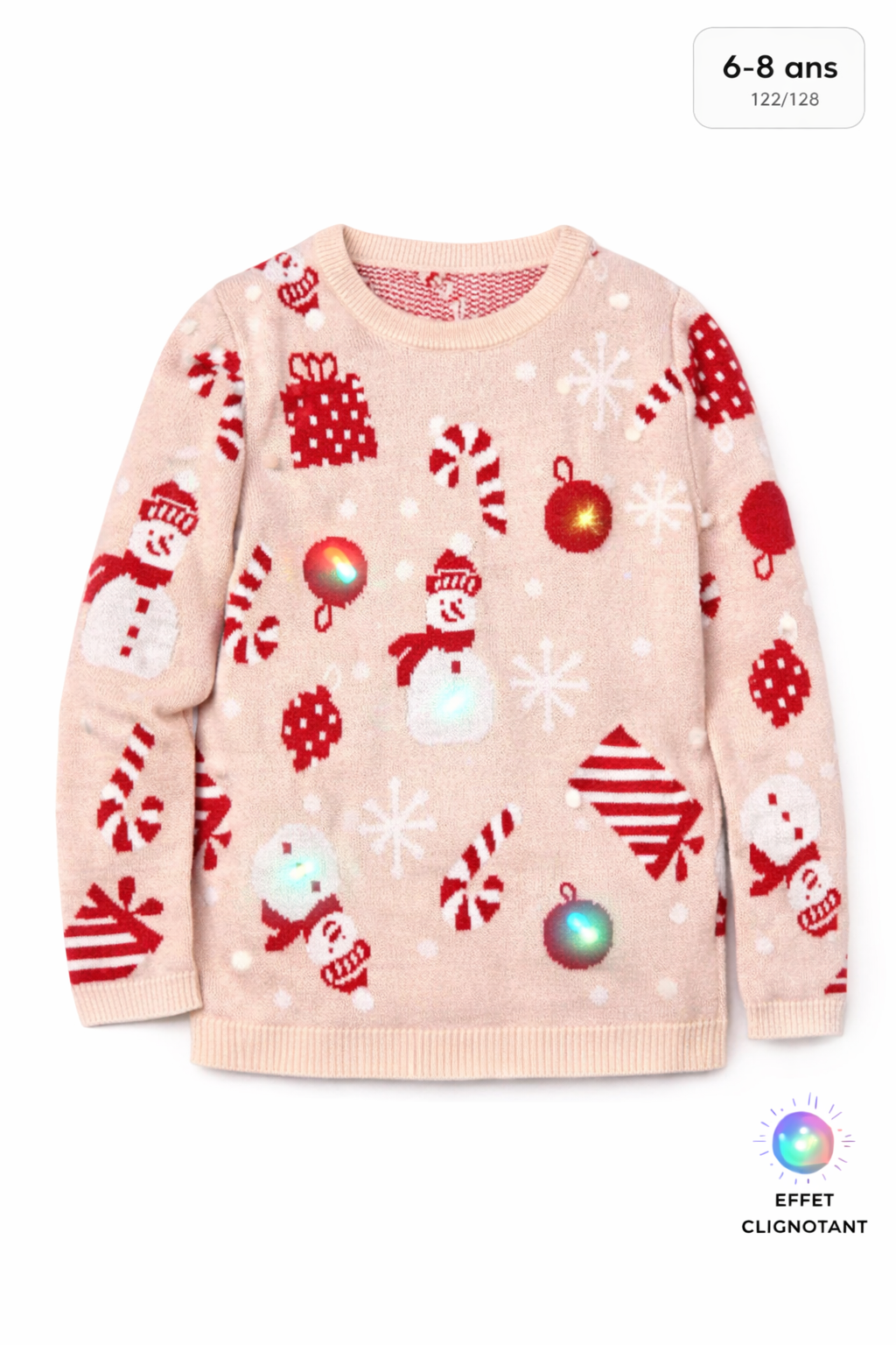 pull de Noël enfant Lupilu rouge motif festif hiver