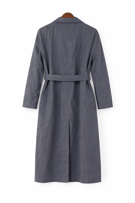 Trench Uniqlo coton & lin – Gris/Bleu