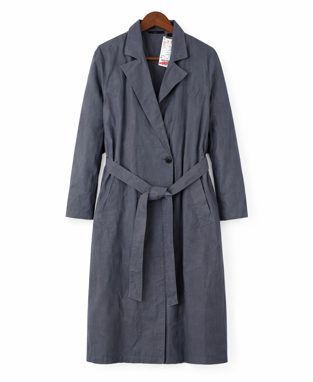 Trench Uniqlo coton & lin – Gris/Bleu
