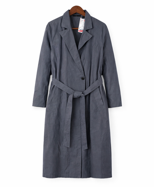 Trench Uniqlo coton & lin – Gris/Bleu