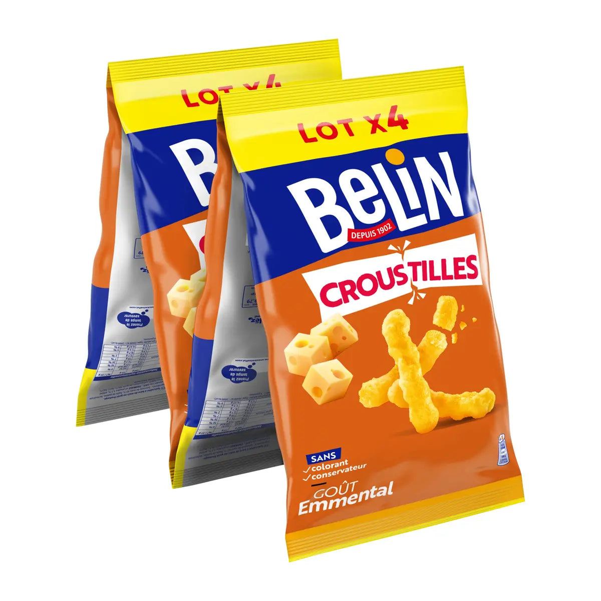 BELIN – Croustilles goût emmental (lot de 4x138g)