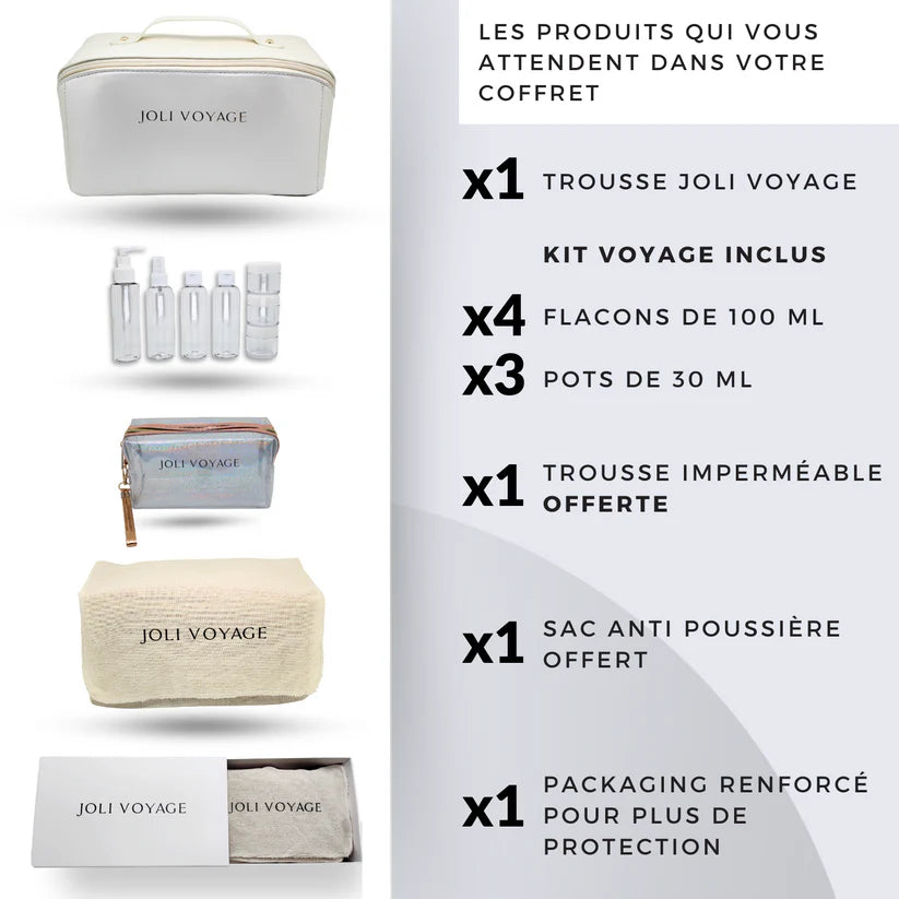 Joli Voyage – Trousse de Toilette Blanc Crème (Kit Voyage Inclus)