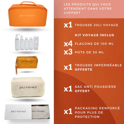 Joli Voyage – Trousse de Toilette Orange (Kit Voyage Inclus)