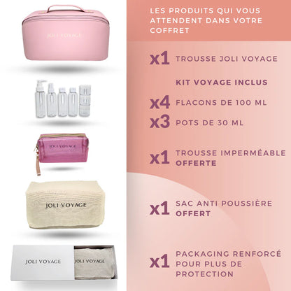 Joli Voyage – Trousse de Toilette Rose Poudré (Kit Voyage Inclus)