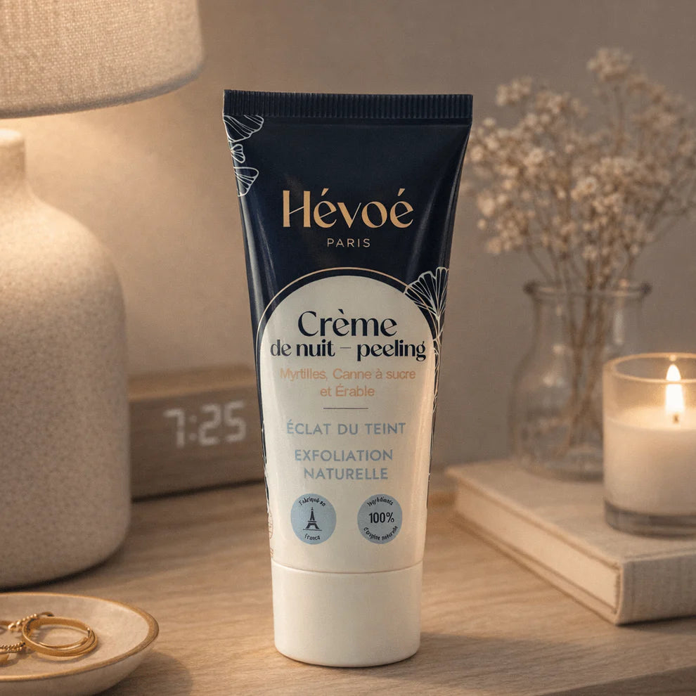 HÉVOÉ crème de nuit peeling éclat 40ml soin anti-âge peau lumineuse