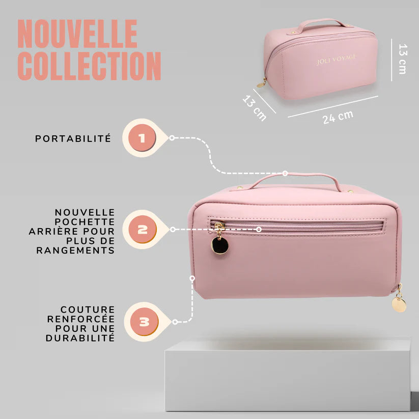 Joli Voyage – Trousse de Toilette Rose Poudré (Kit Voyage Inclus)