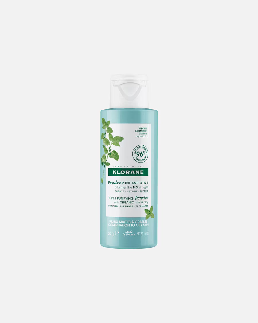 Klorane - Poudre Purifiante 3 en 1 Menthe Aquatique BIO & Argile 50g