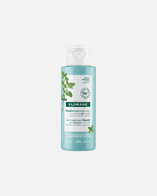 Klorane - Poudre Purifiante 3 en 1 Menthe Aquatique BIO & Argile 50g