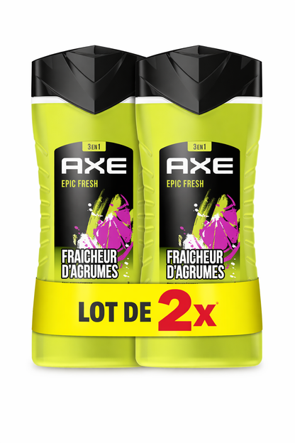 Lot de 2 Gel douche 3-en-1 Epic Fresh – AXE
